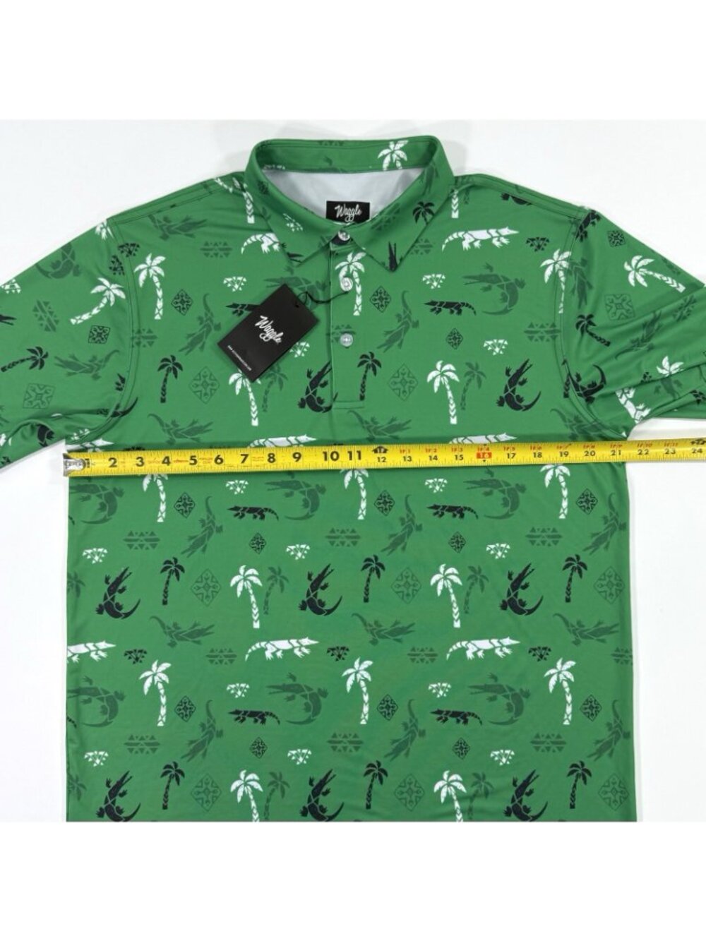 Waggle Polo Shirt Mens Bayou Gator Print Size Large Golf Stretch Performance NEW - Picture 12 of 13
